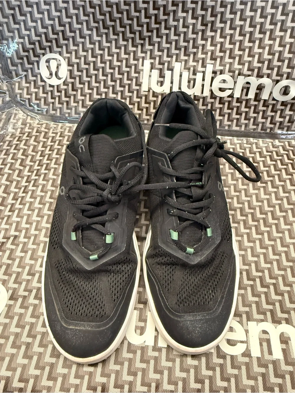 On Running Men's Black Sneakers with Green Accents
